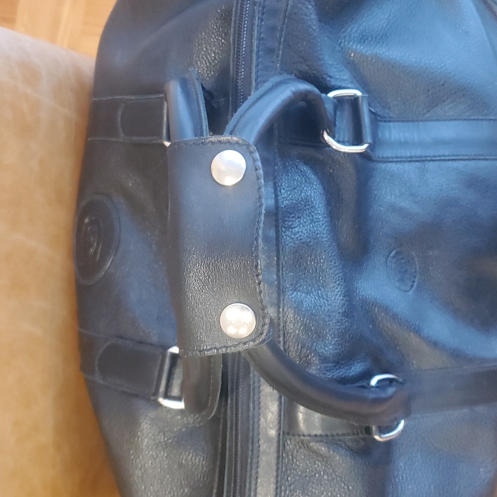 Vintage Roots Canadians Retro Duffel Pebbled Leather Travel Gym Weekender Bag - Picture 5 of 13